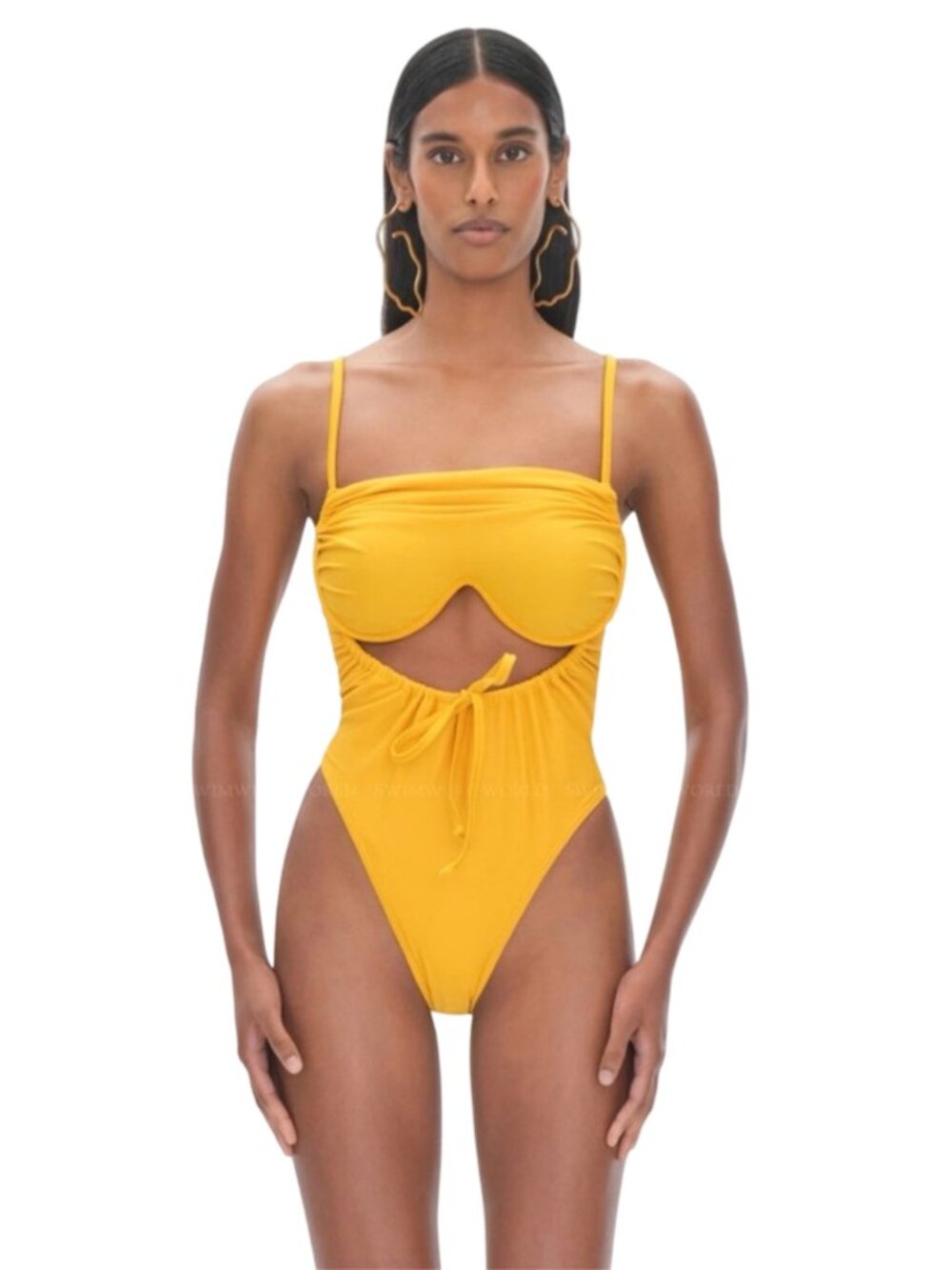 Andrea Iyamah Tiaca One Piece Swimsuit Medium Mustard Yellow SW-2177